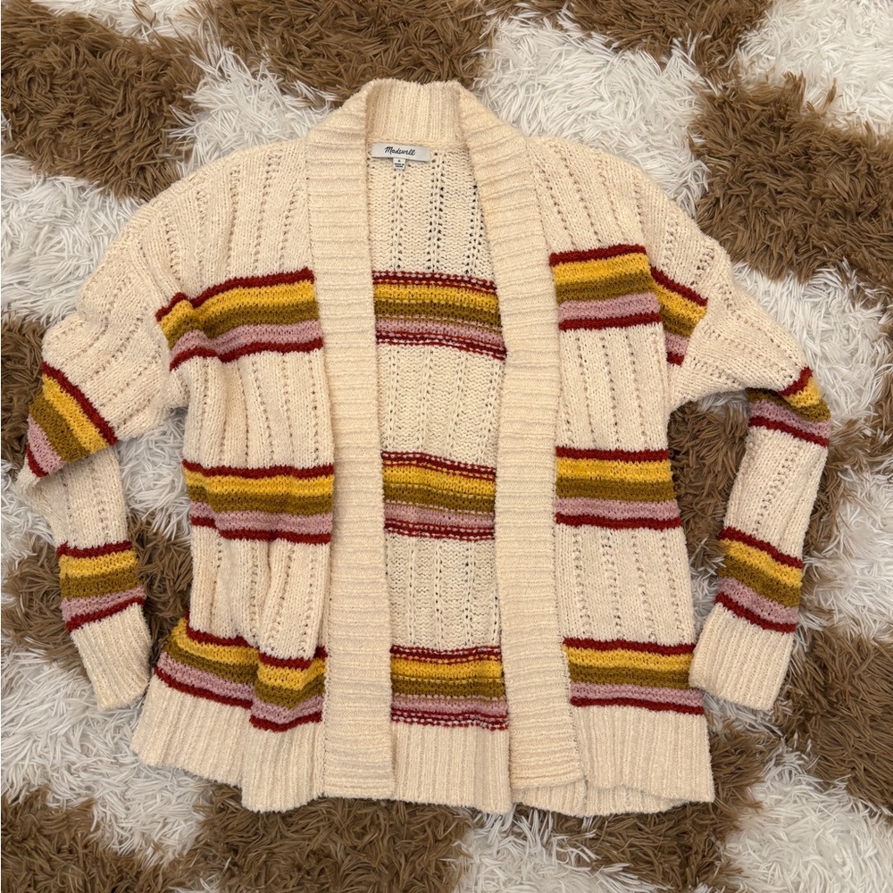 Madewell Cream Knit Cardigan with Stripes